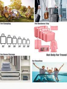 Conjunto de 8 peças: Bolsa organizadora de viagem, necessaire de grande capacidade, porta-senhas, organizador de guarda-roupa, porta-pincéis de maquiagem, nécessaire impermeável, organizador de maquiagem multifuncional, bolsa de mão, organizador de cuidados com a pele para banheiro, ideal para batom, pincéis de maquiagem, canetas de maquiagem, sombra, espelho, delineador, gloss labial, produtos para a pele, escova de dentes, porta-escova de dentes, sabonete, shampoo, pente, relógio, celular, colar, joias e produtos digitais.