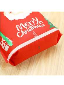 圣诞节 1/2/10 件无纺布束口袋，圣诞夜零食和礼品包装袋，圣诞老人设计，纹理材质，光滑丝带，可爱的礼品袋设计，温暖的整体风格 - 彩色 - 查看 5