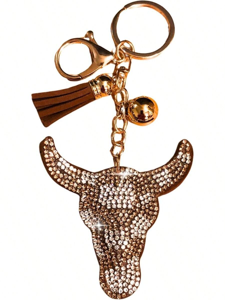 Bling Keychain Accessories For Women, Rhinestone & Cute Purse Charms For Handbags - 快樂酪梨(金) - 查看 1