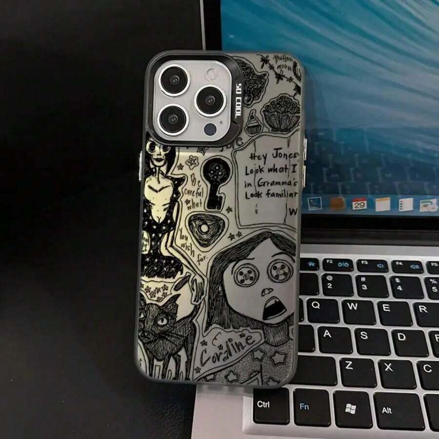 Funda de teléfono de la película popular C-Coralines para iPhone17/ 16 15 14 13 12 11 Pro Max X XR XS Max 8 7 Plus, cubierta trasera mate a prueba de golpes - Negro - Ver 1