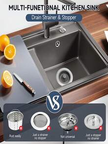 1/2/4pcs Kitchen Sink Drain Filter And Stopper Set, 3-In-1 Stainless Steel Pop-Up Sink Drain And Strainer, Fits Standard 3-1/2" Drain, Ideal Kitchen Sink Protector, Rust-Resistant Material, Universal Fit Kitchen Items Kitchen Accessories Kitchen Tools - Kitchen Filter - View 9