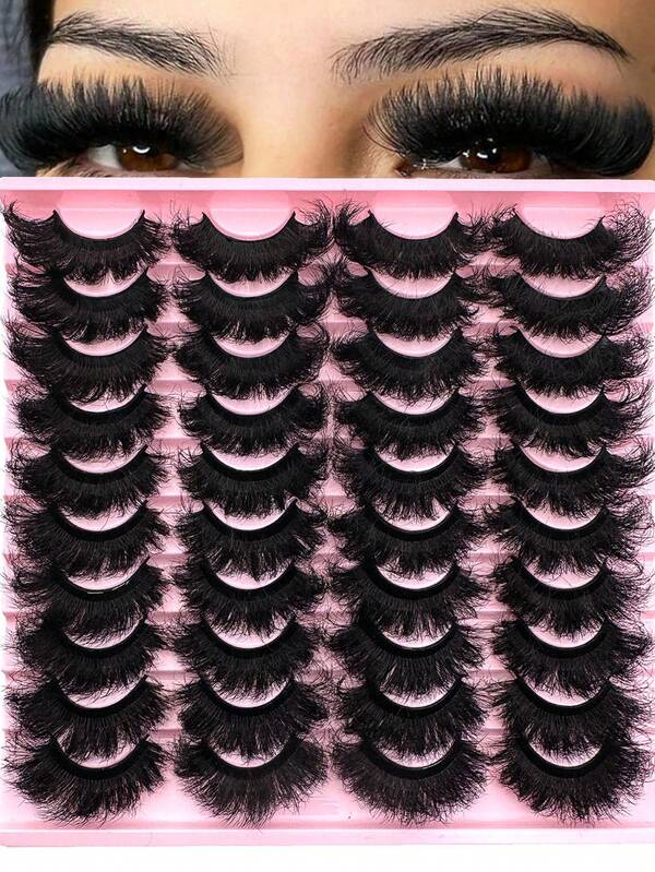 20 زوج من رموش صناعية طبيعية متقاطعة، رموش صناعية كثيفة ومنفوشة مصنوعة يدويًا، رموش طويلة وملتوية صناعية من الصوف الاصطناعي ثلاثية الأبعاد، أدوات مكياج مبيعات ساخنة للحياة اليومية، هدية عيد الميلاد المجسمة للرموش الصناعية