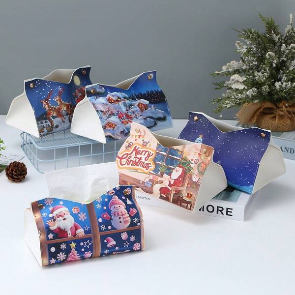 Luxury Minimalist Christmas PU Leather Tissue Box, Home, Dining Table, Hotel, Car Tissue Paper Holder