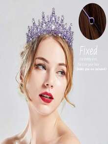 TOBATOBA Tiaras For Women, Dark Purple Tiara Crowns For Women, Wedding Tiara For Bride Queen Crown, Royal Princess Quinceanera Headpieces For Birthday Prom Pageant Halloween Cosplay Accessories - 深灰色 - 查看 6