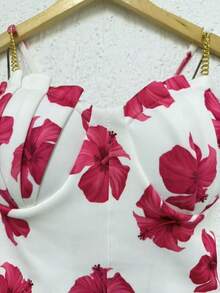 Cropped Top Blouse Thin Strap Chain With Mermaid Cup Fashion Blogger Retro Summer Party Beach Neoprene Suplex Strappy - 多粉紅色 - 查看 2