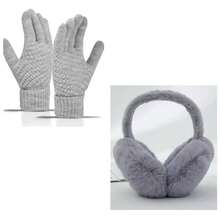 2pcs Winter Ear Muffs & Gloves Set, Women Foldable Warm Ear Warmers, Fluffy Faux Fur Headband, Suitable For Winter - Multicolor - View 5