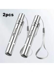 1个/2个猫玩具激光指示器，3种模式：红色激光、紫色光、白色LED手电筒 - USB可充电（60mAh），不锈钢材质，宠物训练和猫咪互动玩具，带5种可切换的红色激光模式，黑光猫尿检测灯，适用于多种场景