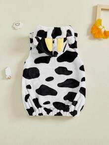 Disfraz de vaca para niño, chaleco sin mangas con capucha, disfraz de Halloween para niñas y niños - Blanco - Ver 2