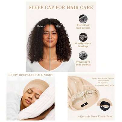 Black Silk Satin Bonnet Sleeping, Silk Sleep Cap Hair Bonnet Curly Hair, Silk Hair Wrap MenWomen