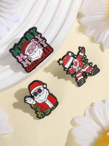 3 piezas de broches creativos con temática navideña, diseño divertido de Papá Noel para ropa, bolsos y accesorios