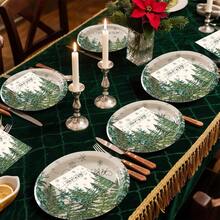 50 sets of disposable Christmas paper plates and napkins for holiday party supplies ideal for festive gatherings weddings birthdays and seasonal celebrations eco-friendly and convenient for indoor and outdoor events - Navidad - Ver 7