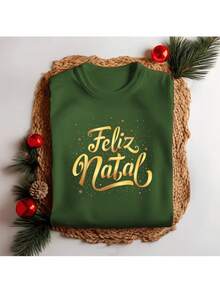 Camiseta Unissex Natal Feliz Natal Dourado Blusinha Personalizada 100% Algodão Delicada Festa Feliz Natal Moda Maligu - Vermelho - Visão 3