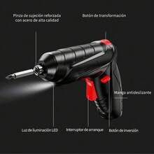 Destornillador eléctrico, portátil, pequeño, para uso doméstico, mini destornillador eléctrico, multifuncional - Negro - Ver 7