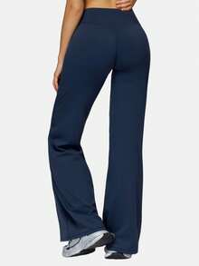 MFVIM Women's High Waist Wide Leg Pants, Slim Fit, Breathable & Comfortable, Tummy Control, Suitable For Outdoor, Running, Cycling, Pilates, Yoga, Gym Workout, Versatile Sports Leggings - Navy Blue - View 9