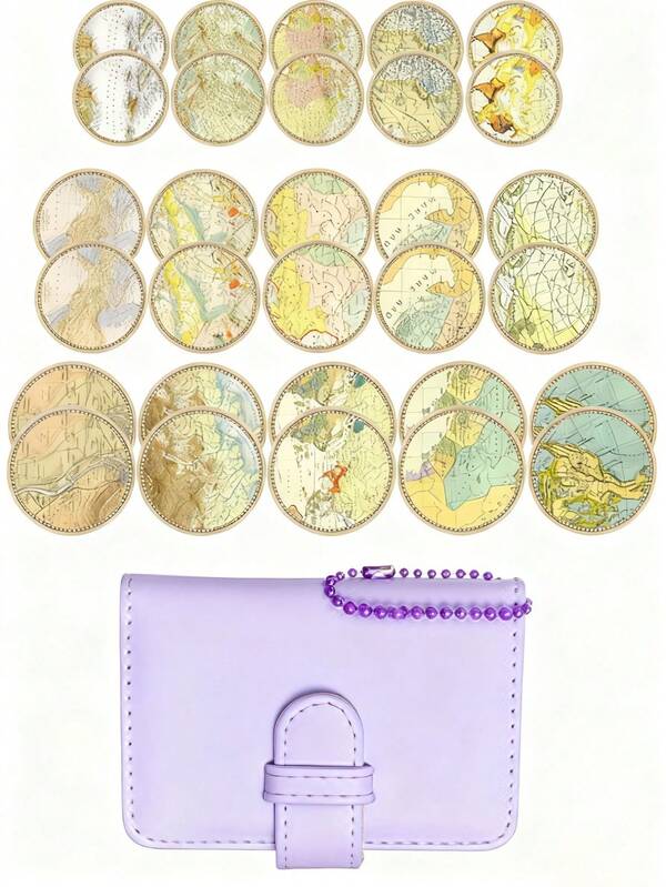 Suitable For Mini/LINK Series Photo Album, Photo Paper, Photo Storage, Travel Storage, Portable With Hanging Chain, Includes Map Stickers, Gift For Christmas