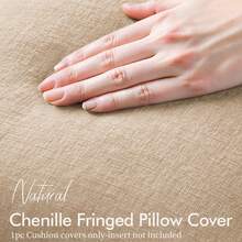 1pc Khaki Chenille Tassel Decorative Throw Pillow Cover (Pillow Insert Not Included), Soft & Comfortable Bohemian Farmhouse Style, Versatile Accent Cushion Cover For Sofa, Bed, Living Room, Bedroom, Balcony - Khaki - View 2