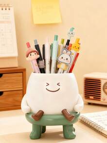 Portapenne carino a cartone animato - Organizer da scrivania multifunzionale con design adorabile, figurina bianca carina con espressioni facciali allegre e gambe, perfetto per riporre penne, matite, pennarelli, evidenziatori, ideale come decorazione da scrivania per studenti, lavoratori d'ufficio, stanze di studio e spazi di lavoro domestici, aggiunge un tocco giocoso e affascinante al tuo spazio mantenendo la scrivania ordinata. Adatto come decorazione per la stanza, la casa, l'ufficio. - Multicolore - Visualizzare 6