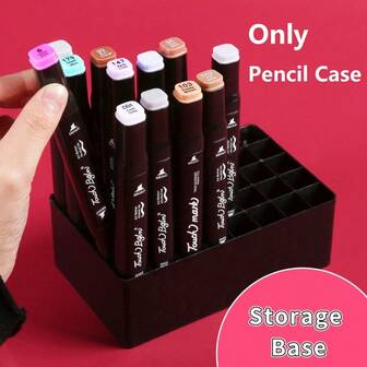 36-Grid Plastic Marker Pen Storage Tray - Empty Organizer Box For Art Supplies, Crafts & School Stationery