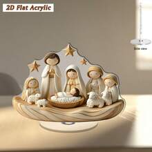 Đồ trang trí cảnh Chúa giáng sinh xoay 2D phẳng, 2D, bao gồm Đức Mẹ Maria, Thánh Giuse, Chúa Jesus, Người chăn cừu và Con Chiên - Đế xoay và chân đế ổn định, Không cần hỗ trợ bổ sung, Màn hình Giáng sinh và Phục sinh phẳng để bàn, Thích hợp cho gia đình, văn phòng, nhà thờ - Đồ trang trí tôn giáo bằng acrylic bền với đế ổn định - Dễ dàng lắp đặt trang trí ngày lễ - Nhiều màu C - Xem 4