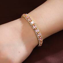 1pc Fashionable & Versatile Colorful Zirconia Beaded Bracelet