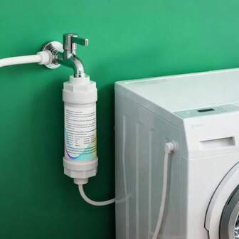 1pc Small Front-Mounted Filter PP Cotton Water Heater Faucet Washing Machine Kitchen Chlorine Remover, White Household Kitchen Supplies Vegetable Washing Faucet Water Filter