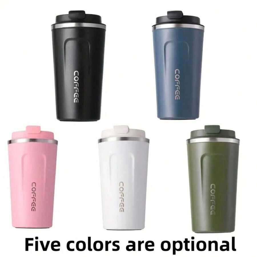 1 Double-Layer Stainless Steel Insulated Coffee Cup, Capacity 12.85 Ounces/17.25 Ounces, Leak Proof, Portable, Sealed Lid,Suitable For Outdoor Camping, Travel, Sports, Fitness, Car Use, Suitable For Hot And Cold Drinks, Perfect Gift For Valentine's Day, Mother's Day, Father's Day, Thanksgiving And Christmas - 黑色 - 查看 1
