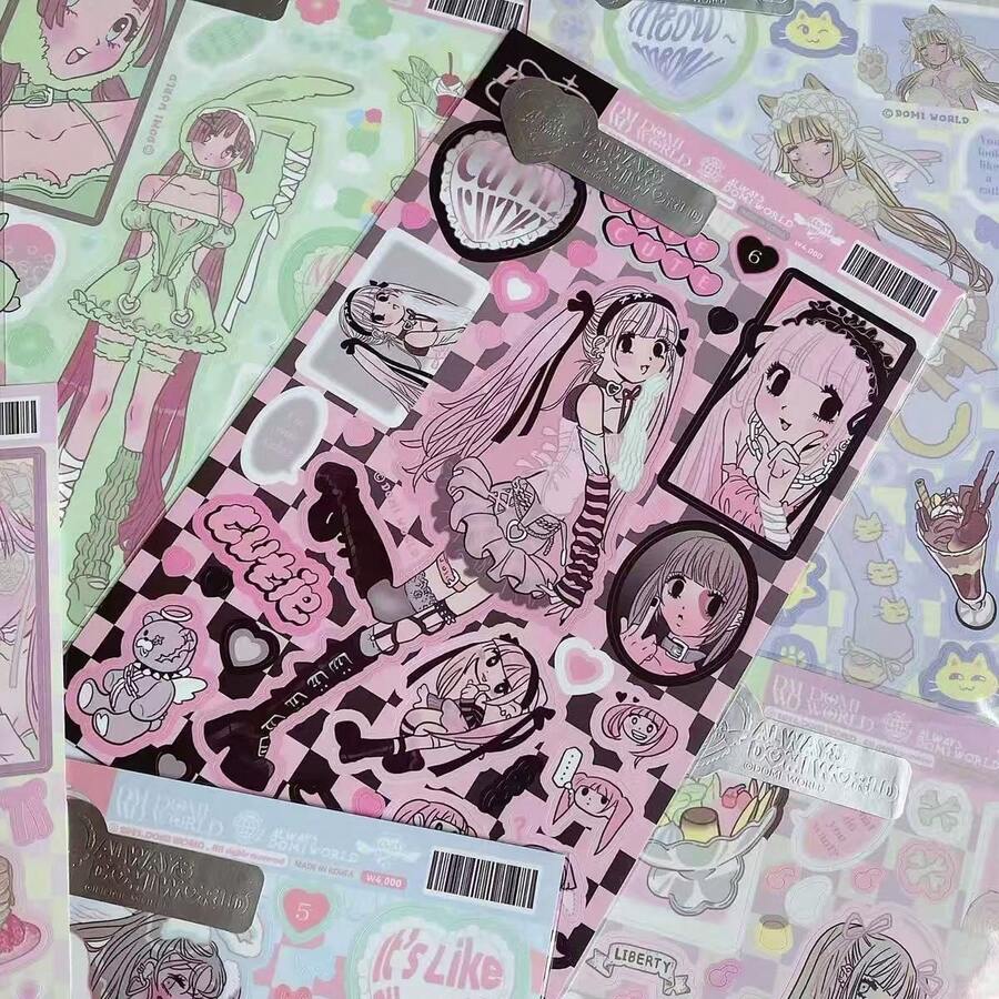 قطعة واحدة من ملصقات الفتاة الكورية الأنيقة بأسلوب إنس، مصنوعة من مادة البي في سي، متوفرة بأنماط متنوعة. مناسبة لألبومات الصور والأجهزة المحمولة والثلاجات والمجلات وتزيين أغلفة الهواتف الكرتونية DIY، وصناعة كتب الملصقات. التصميم مثالي للأعياد والحفلات أو كهدية لأصدقائك في عيد الهالوين أو عيد الميلاد. - متعدد الألوان - مشاهدة 1