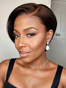 Eulisi 30 Inch Straight Lace Front Wigs 60% Human Hair 13x4 HD Transparent Lace Frontal Wigs Human Hair Pre Plucked With Baby Hair Natural Black Color,Short Straight Bob Wigs 8-14 Inch