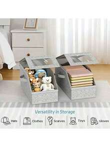 Baseball Cap Multi-Purpose Storage Box, Large Capacity Stackable Baseball Cap Storage Box, Multi-Functional Dust-Proof Storage Box, Suitable For Wardrobe, Foldable Zipper Dust-Proof Storage Box, Storage Hats, Clothes, Dolls, Etc., Can Be Used In 4 Seasons Throughout The Year - Multicolor - View 5