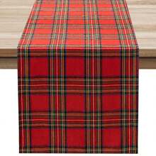 1 peça de caminho de mesa com decoração de Natal, jogos americanos xadrez xadrez de Natal, toalhas de mesa xadrez laváveis e resistentes a xadrez, perfeitas para decoração de cozinha e casa, decorações de mesa de Natal para ambientes internos - Multicolorido - Ver 11