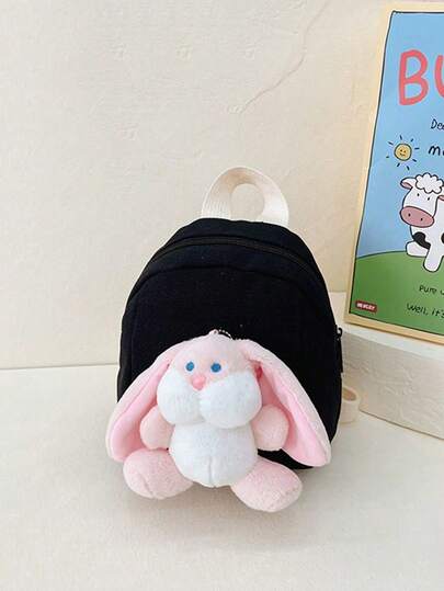 1pc Girls' Mini Cartoon Plush Rabbit Candy Color Cute Backpack, Suitable For Kindergarten Outings And Daily Use