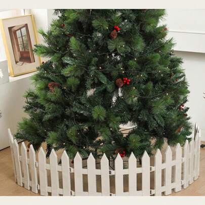 1 pieza Valla de plástico blanco removible - Cerca decorativa para escena navideña - Valla divisora de plantas - Diseño sencillo adecuado para decoración navideña