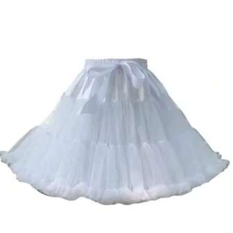 1pc Versatile Lolita Cotton Candy Cloud Tulle Petticoat, Soft Bone-Free Crinoline Underskirt, White Pettiskirt, Tutu Skirt, Cosplay Petticoat, Suitable For Halloween