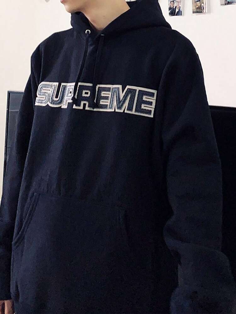 Supreme Perforated Leather Hooded Black Sport Sweatshirt Black