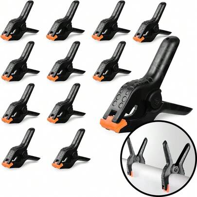 6,5 cm (2,56 pulgadas) 12 PIEZAS Pinzas de plástico pequeñas y resistentes para telón de fondo para manualidades, carpintería y fotografía