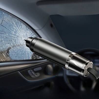 1 pieza Rompedor de ventana de coche y martillo de de aleación de aluminio - Herramienta de emergencia para vidrio roto, rompedor de ventana de coche, martillo de , martillo de rescate de coche, herramienta de emergencia para romper ventanas rápidamente