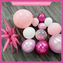 125 Pcs Of Pink And White Balloon Garland Arch Kit For Boys, Girls, Children's Birthdays, Engagements, Baby Showers Aluminum Foil Paper Sequin Balloon - Pink - View 5