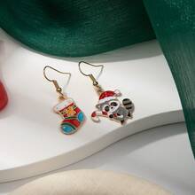 New Asymmetric Christmas Snowflake Bell Earrings, Fresh And Sweet Cartoon Drip Oil Reindeer And Bear Earrings, Holiday Jewelry For Women