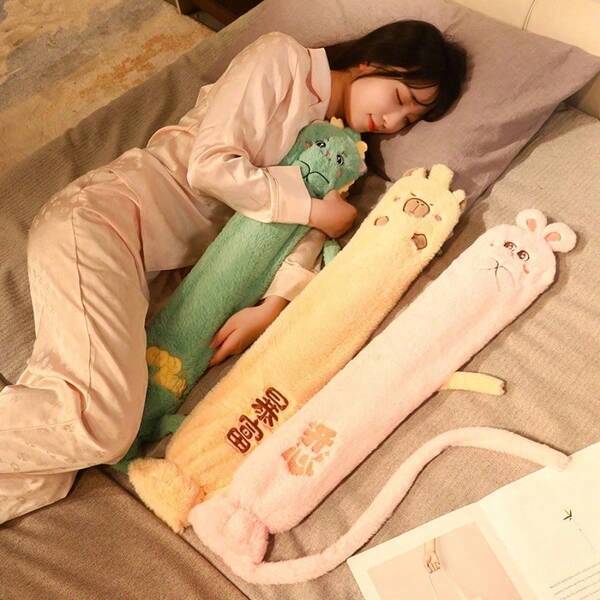 Süße lange Dinosaurier & Capybara Plüsch Wärmflasche, extra lange Winter Handwärmer, gefüllter Wasser Cartoon Wärmepack für Bauch, warmes Bett