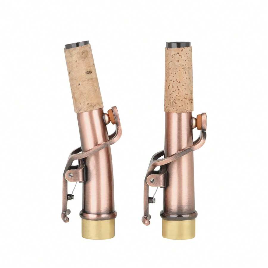 Conector de Cuello de Saxofón de 16,7 mm de Diámetro, Latón Lacado en Rojo, Cuello Curvo y Recto, Piezas y Accesorios para Saxofón Soprano - Bronce - Ver 1
