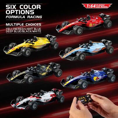 Coche de control remoto Mini F1, modelo a escala 1:64, coche de carreras de tracción a las cuatro ruedas con control remoto 2.4G, engranaje de velocidad ajustable, coche de control remoto de aleación con luces LED geniales, coche de juguete adecuado para niños de 6 a 12 años. Este coche de juguete es el regalo perfecto para niños y niñas, ideal para cumpleaños y regalos de Navidad