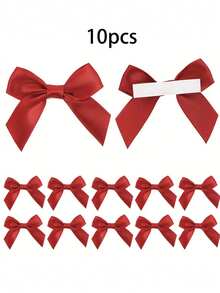 1个/10个装自粘丝带蝴蝶结，带双面胶带，优雅礼品包装，多种颜色可选，适用于手工制作、圣诞节、生日、婚礼装饰。耐用塑料材质，不留残胶，易于使用，是手工制作的理想之选。| 经典蝴蝶结设计 | 质地光滑，适合手工制作。 - 彩色 - 查看 8