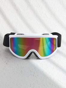 New Large Frame Skiing/Cycling/Mountaineering Anti-Wind Goggles For Men, Anti-Wind & Ski Goggles Easy Comfort Casual Outfits Outdoor Cycling Glasses For Summer Beach Vacation, Outdoor, Travel Fall - 白色邊框彩色膠片 - 查看 4