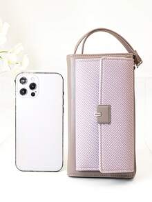 MINGYOU Fashionable Soft Material High-End Embroidered Portable Casual Women Zipper Phone Wallet, Suitable For Shopping, Travel, Coin Purse, Long Card Holder - Mauve Purple - View 5