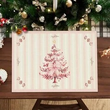 1/4/6/8/12 Stücke bunte Weihnachtsbaum Muster Leinen Tischsets, waschbare bedruckte Tischmatten, Oberflächenschutzmatten, Innen- und Außenbereich Tischsets, geeignet für Feierlichkeiten, Küche & Esszimmer - Verschiedenfarbig - Übersicht 17