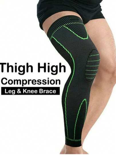 زوج من وسادات الركبة الرياضية الممتدة للدفء، مناسبة لكرة السلة والجري وحماية من البرد، دعامة ركبة طويلة مُحبوكة للبالغين للدراجات مع أربطة