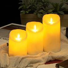 Bougies sans flamme à LED fonctionnant sur piles, bougies vacillantes avec une lumière chaude, bougies de cire réalistes pour la décoration de la maison, les mariages, les fêtes et les festivals - Ivoire - Voir 2