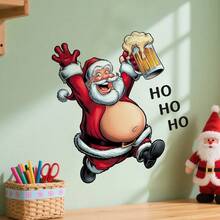 1/3 pezzi Adesivo da parete con Babbo Natale che tiene una birra e ride "HO HO HO", in PVC autoadesivo e impermeabile, adatto per soggiorno, camera da letto, sala da pranzo, studio, bagno, porta, finestra, vetro, decorazione natalizia