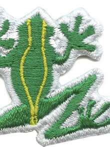 1PC Climbing Green Frog Patch Coqui Aesthetic Animal Embroidered Iron On - Multicolor - View 6