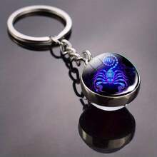 Glow-In-The-Dark 12 Zodiac Signs Double-Sided Convex Glass Ball Keychain, Outdoor Key Chain - Multicolor - View 3